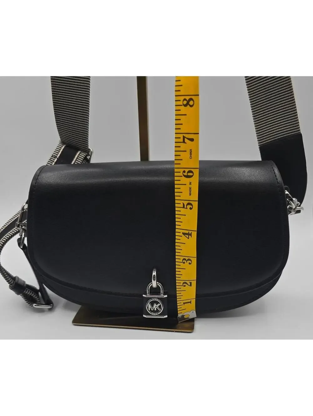 Black Michael Kors Mila Medium Leather Messenger Bag